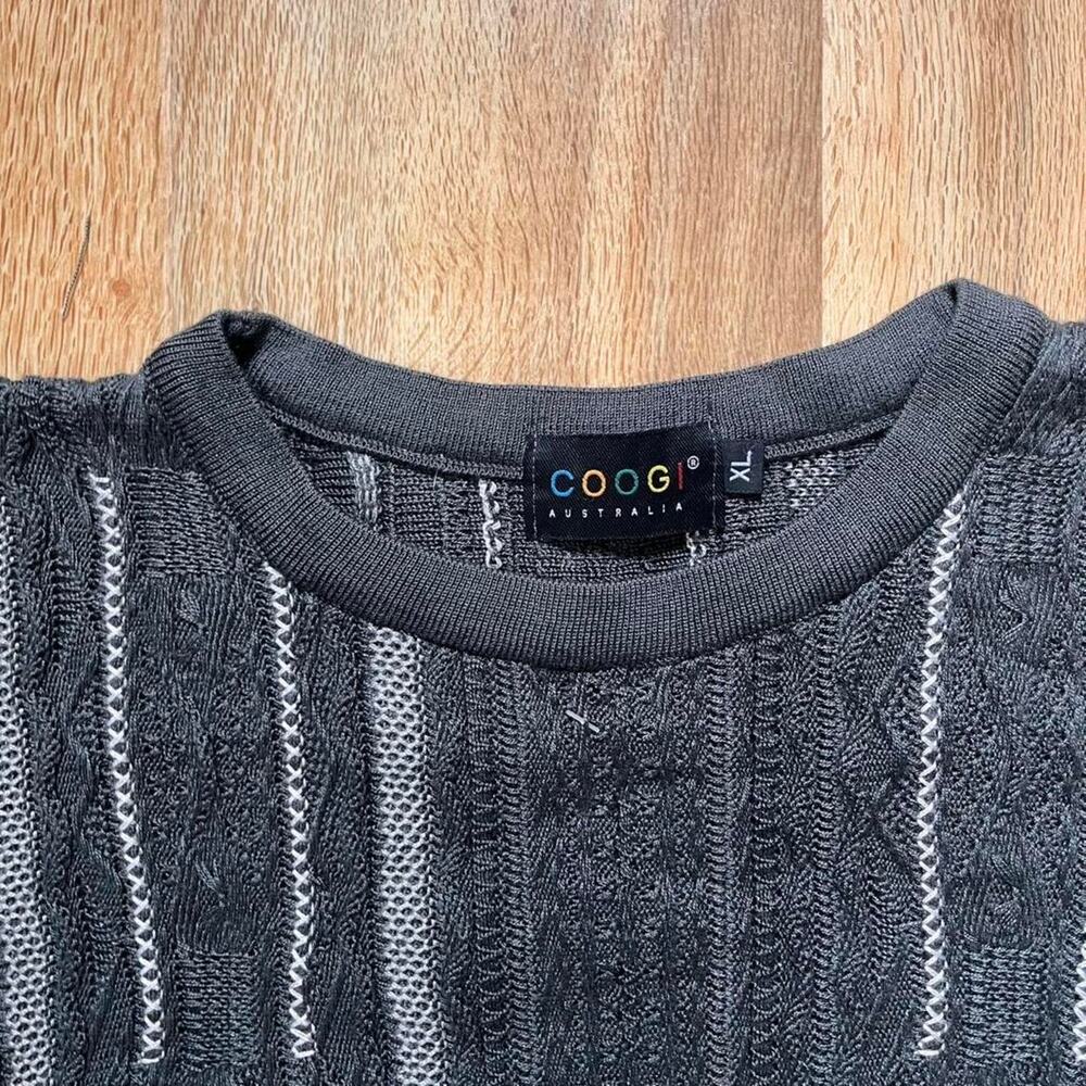 VTG 90s Coogi Australia Black Cable Knit Sweater us sz XL Thick Cotton Jumper